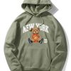 New York Basketball Bear Print Hoodie