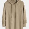 Muscle Fit Long Sleeved Ribbed Hooded T-Shirt