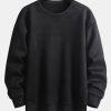 2 In 1 Faux Suede Crew Neck Sweatshirt