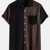 Short Sleeve Two-Tone Corduroy Shirt & Corduroy Shorts
