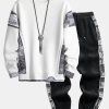 Paisley Print Panel Waffle Sweatshirt & Corduroy Paisley Print Panel Pants