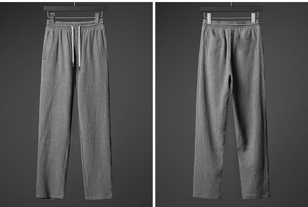 Men's Grey Ice Silk Linen Two Piece