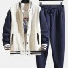 Contrast Baseball Jacket & Jogger Pants