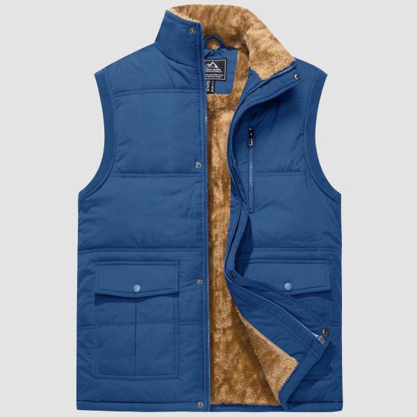 34ed70ddd901e1f3bd5af59d4bcbaa349d337ff92e18045f0bd1e84cc0d6902f.jpg Men's Outerwear Vests Full-Zip Sleeveless Jacket Winter Warm Fleece Lined Vests Stand Collar