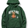 New York Basketball Bear Print Hoodie
