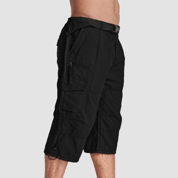 3539b14d16c55f6882f15aac5062247af1aae149d975488124e577095a4a99d3.jpg Men Summer Casual 3/4 Long Cargo Shorts Twill Cotton Elastic Waist Multiple Pockets Comfortable Capris Trousers