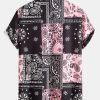 Paisley Print Button Up Shirt #Random Pattern Design# & Shorts