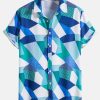 Color Block Geometric Print Shirt & Swim Shorts