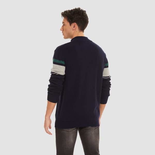 Men's Sweater Half Zipper Turtleneck Warm Pullover Slim Fit Casual Comfortable Striped Knitted Sweaters