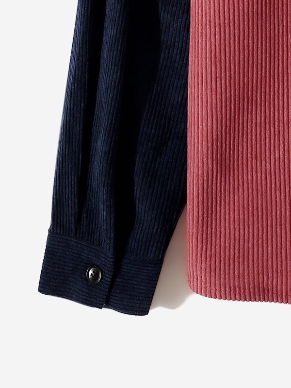 Long Sleeve Two Tone Corduroy Overshirt
