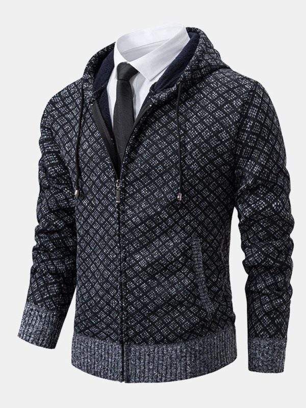 379be6b540a7570f9305ad306d23874aff6fa5310166504f606925480b2b03c1.jpg Diamond Pattern Zip Hooded Sweater