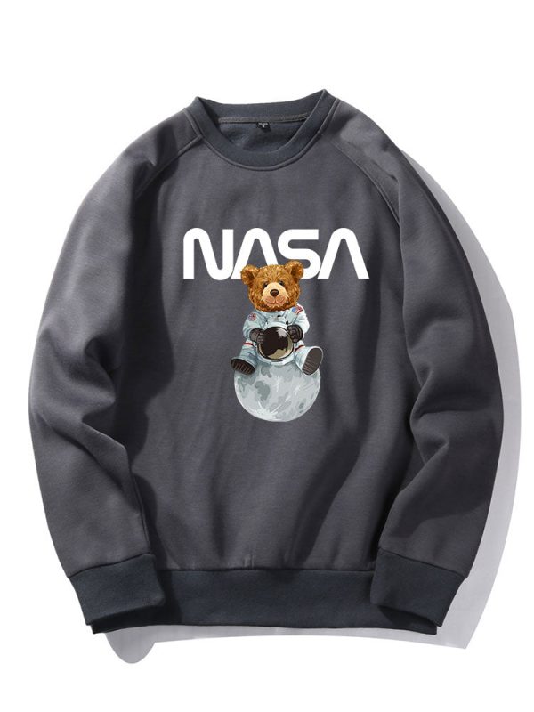 Nasa Bear Print Raglan Sleeves Sweatshirt