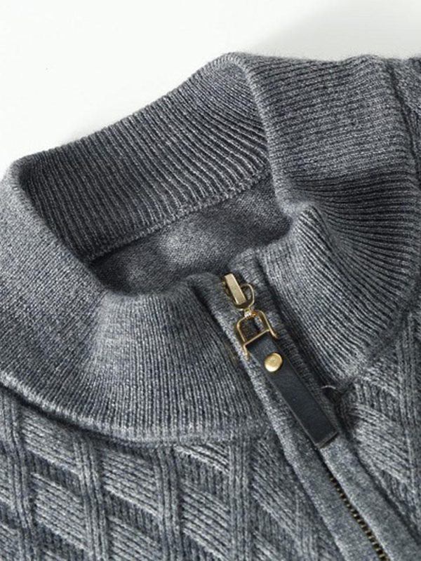 Diamond Mock Neck Quarter Zip Sweater
