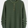 Long Sleeve Muscle Fit Knitted Textured Henley Shirt