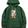 Skeleton Bear Print Hoodie