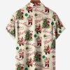 Christmas Chest Pocket Short Sleeves Casual Shirt