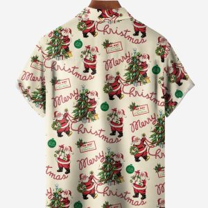 Christmas Chest Pocket Short Sleeves Casual Shirt