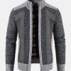 Zip Up Faux Suede Patchwork Sweater