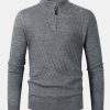 Diamond Mock Neck Quarter Zip Sweater