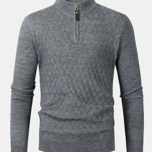 Diamond Mock Neck Quarter Zip Sweater