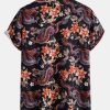 Dragon Floral Print Button Up Shirt & Dragon Print Swim Shorts