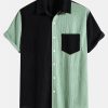 Short Sleeve Two-Tone Corduroy Shirt & Corduroy Shorts