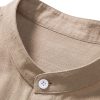 Linen And Rayon Blend Stand Collar Shirt & Straight Leg Linen Pants