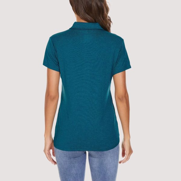 Women's Polo T-Shirts 4-Button Moisture Wicking Athletic Tee Shirts