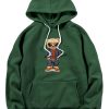 Denim Bear Print Hoodie