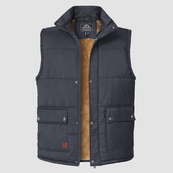 3ee9b51fd1b95eb36fe64f1bc77132b4babd0d358bffafe242df7fd2acd751f6.jpg Men's Outerwear Vests Sleeveless Winter Stand Collar Padded Vest Warm Fleece Lined