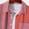Long Sleeve Button Up Patchwork Corduroy Shirt