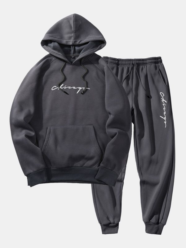 Chicago Print Raglan Hoodie & & Jogger Pants
