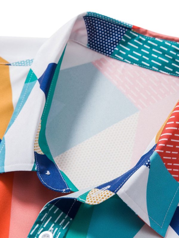 Color Block Geometric Print Shirt & Swim Shorts