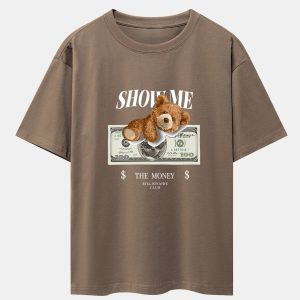 Money Bear Print Heavy Weight Oversize T-Shirt