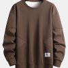 Textured Fabric Patchwork Crew Neck Sweatshirt