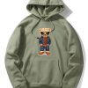 Denim Bear Print Hoodie
