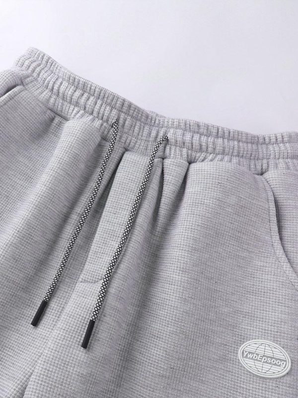 Paisley Print Panel Waffle Sweatshirt & Waffle Jogger Pants