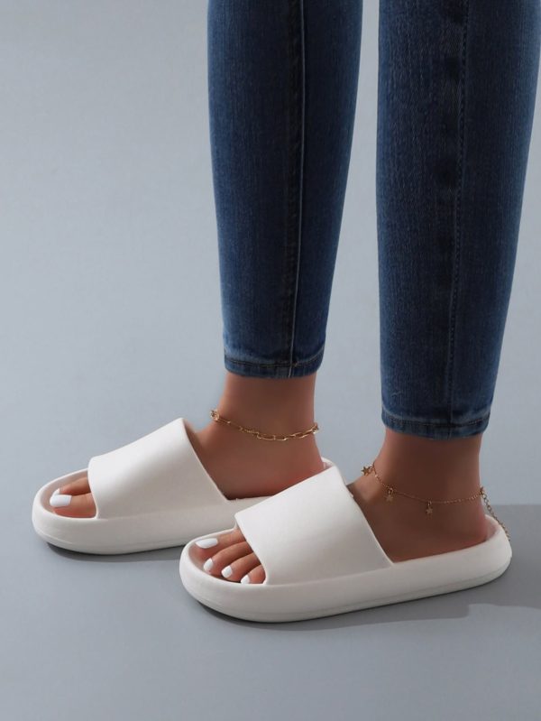4461fd949735956c7a1bdfceeb0d7331a813fd2095f670687bfe8aa776355d6a.jpg Fashion White Slippers For Women, Minimalist Single Band Slides