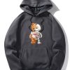 Skeleton Bear Print Hoodie