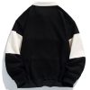 Relax Fit Color Block Patchwork Polo Sweatshirt