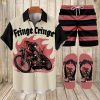 Suitmens Men's Modified Motorcycle Print Shirt Three-Piece Set 069