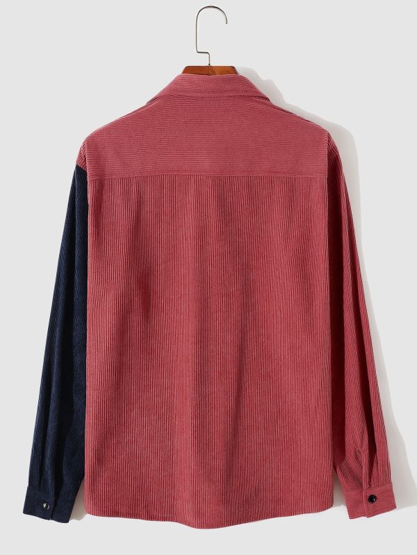 Long Sleeve Two Tone Corduroy Overshirt