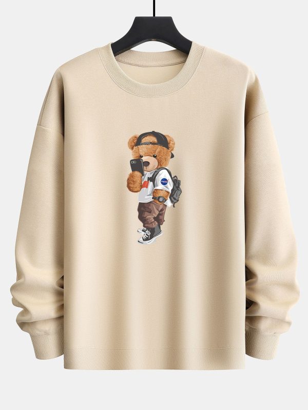 Selfie Bear Print Relax Fit Sweatshirt