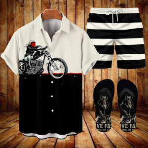 Suitmens Men's Modified Motorcycle Print Shirt Three-Piece Set 063