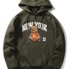 New York Basketball Bear Print Hoodie