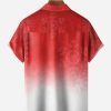 Christmas Santa Surfing Chest Pocket Short Sleeve Shirt