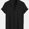 Short Sleeve Geometry Textured Cuban Shirt