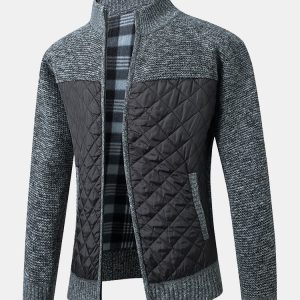 Quilted Patchwork Zip Up Sweater