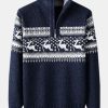 Christmas Moose Print Half Zip Sweater