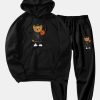 Basketball Bear Print Hoodie & Jogger Pants